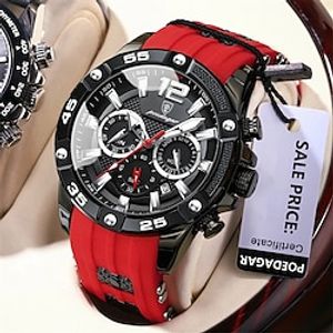 poedagar luxe man polshorloge sport chronograaf siliconen band heren horloges waterdicht lichtgevende datum heren quartz horloge Lightinthebox