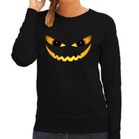 Duivel gezicht halloween verkleed sweater zwart voor dames - thumbnail