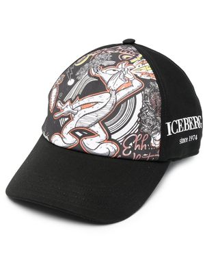 Iceberg casquette à imprimé graphique - Noir
