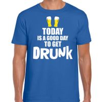 Blauw fun t-shirt good day to get drunk voor heren