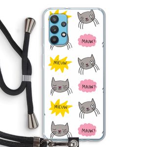 Meow: Samsung Galaxy A32 4G Transparant Hoesje met koord