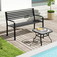 Tuinbank Metaal Weerbestendige Zitbank voor 2 Personen Ijzeren Bank voor Tuin Terras Balkon 127 x 56 x 82 cm Zwart