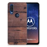 Motorola One Vision | Bumper Hoesje | Old Wood