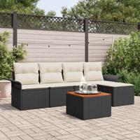 Tuinbankenset met kussen 6 pcs Zwart poly rattan