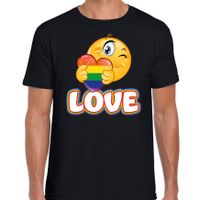 Bellatio Decorations Gay Pride shirt - love - regenboog - heren - zwart 2XL  -