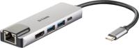 D-Link DUB-M520 laptop dock & poortreplicator Bedraad Thunderbolt 3 Aluminium, Zwart