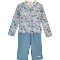 Playshoes zwempak lange mouw dino blauw-62-68