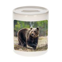 Dieren foto spaarpot bruine beer 9 cm - beren spaarpotten jongens en meisjes   -