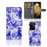 Telefoonhoesje met Naam Samsung Galaxy S21 Ultra Angel Skull Blauw Telefoonhoesje met Naam Samsung Galaxy S21 Ultra Angel Skull Blauw