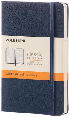 Moleskine notitieboek, ft 9 x 14 cm, gelijnd, harde cover, 192 blad, saffier