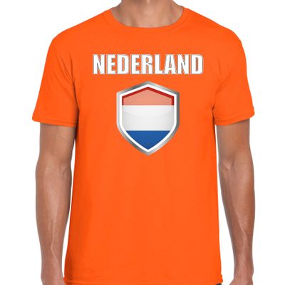 Schild Holland / Nederland supporter t-shirt oranje voor heren Schild Holland / Nederland supporter t-shirt oranje voor heren