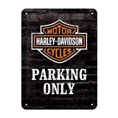 Nostalgic Art wandbord/muurplaatje - metaal - Harley Davidson Parking Only - 15 x 20 cm - Mancave