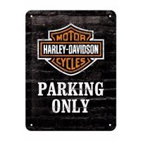 Nostalgic Art wandbord/muurplaatje - metaal - Harley Davidson Parking Only - 15 x 20 cm - Mancave