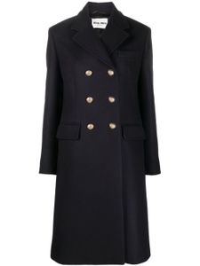 Miu Miu manteau en laine à boutonnière croisée - Bleu