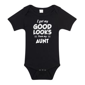 I get my good looks from my aunt cadeau romper / rompertje zwart kraamcadeau voor baby 92 (18-24 maanden)  -