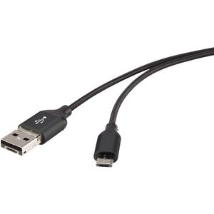 Renkforce USB-kabel USB 2.0 USB-A stekker, USB-micro-B stekker 1.00 m Zwart Met OTG-functie, Vergulde steekcontacten RF-4489587