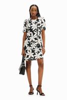 Korte jurk met bloemen - BLACK - XS - thumbnail