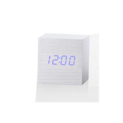 Multicolor geluiden controle houten klok moderne digitale LED Bureau wekker thermometer timer wit blauw