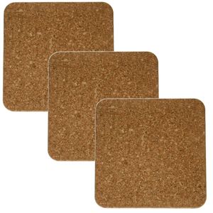 Set van 3x stuks vierkante pannen onderzetters van kurk 20 cm   -