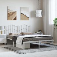 Bedframe met hoofdbord metaal wit 135x190 cm - thumbnail