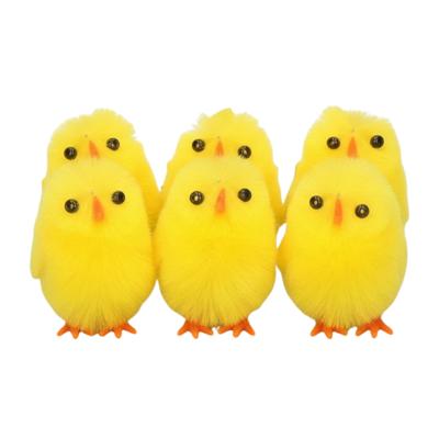 Arti Casa Paaskuikens - 6x stuks - geel - pluche - H3,5 cm - pasen