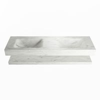 MONDIAZ ALAN-DLUX 150cm planchet Opalo. Vrijhangende wastafel CLOUD dubbel zonder kraangat, kleur Opalo.
