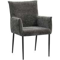 2e Halve Prijs Leen Bakker - Eetkamerstoel Teun - Antraciet - Stof - Grijs - 58.5x64x91.5 Cm