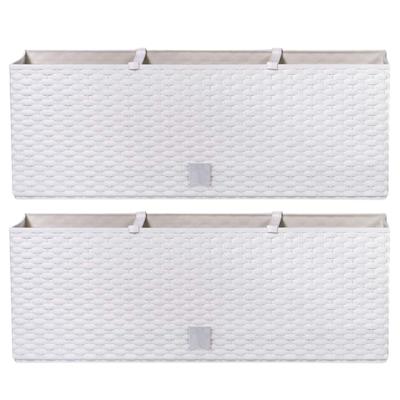 Bloembak/plantenbak met irrigatiesysteem - 2x - Rato - wit - 60 x 25 x 24 cm