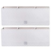 Bloembak/plantenbak met irrigatiesysteem - 2x - Rato - wit - 60 x 25 x 24 cm