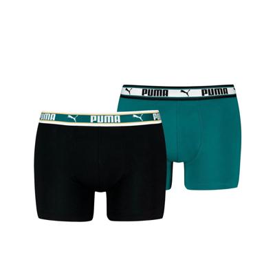Puma Dual Logo Boxershort 4-Pack Heren Zwart/Groen - Maat M - Kleur: ZwartGeelGroen | Soccerfanshop