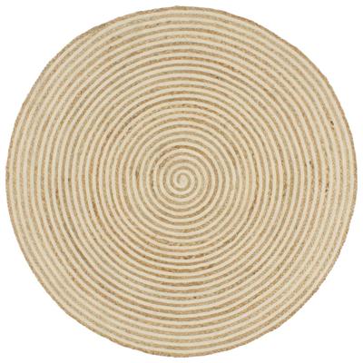 Vloerkleed handgemaakt met spiraal ontwerp 120 cm jute wit