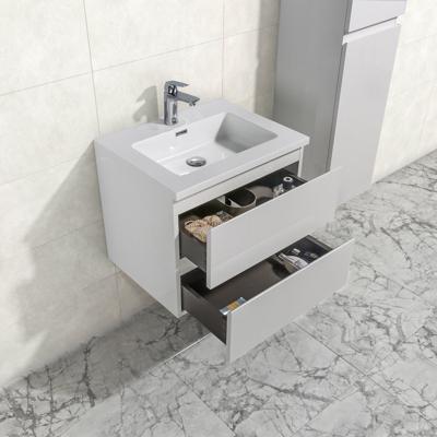 Badkamermeubel Tieme in hoogglans wit 60x50x48cm met witte wastafel