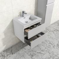 Badkamermeubel Tieme in hoogglans wit 60x50x48cm met witte wastafel