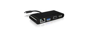 ICY BOX IB-DK403-C Bedraad USB 3.2 Gen 1 (3.1 Gen 1) Type-C Zwart