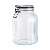Alpina Voorraad/weck pot - transparant - geribbeld glas - 20 x 14 cm - 1,9 L