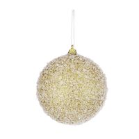 Kerstboomversiering gouden kerstballen met glitter 8 cm - Kerstbal - thumbnail