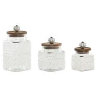 Set van 3 Potjes Home ESPRIT Transparant Natuurlijk 1,8 L 3 Onderdelen