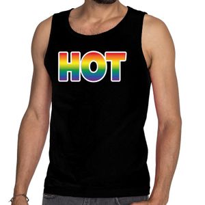 Hot gay pride tanktop/mouwloos shirt zwart heren