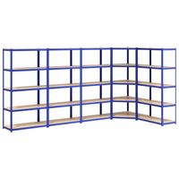 The Living Store Opbergrekken - blauw - 100 x 50 x 200 cm - Draagvermogen 875 kg - Inclusief 4x rechthoekig schap en 1x