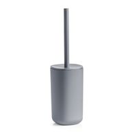 WC/Toiletborstel in houder kunststof - grijs - D9 x 35 cm - modern   -