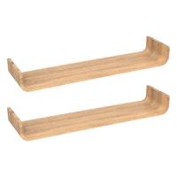 Wandplankje/boekenplankje Fixy - 2x - bruin - lamellen hout look - 80 x 20 x 10 cm