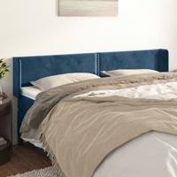 Hoofdbord met randen 203x16x78/88 cm fluweel donkerblauw