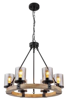 Globo Houten hanglampLila 6-lichts rond - 15555-6H