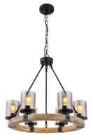 Globo Houten hanglampLila 6-lichts rond - 15555-6H