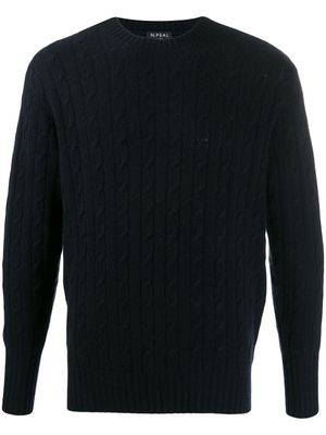N.Peal 007 Cable Crew Neck Sweater - Bleu