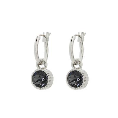 Biba Hang Oorbellen Zilver met Swarovski Steentje Silver Night