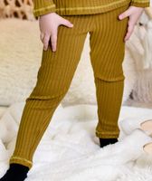 Ribbed-Knit Pants Ocher Yellow - thumbnail