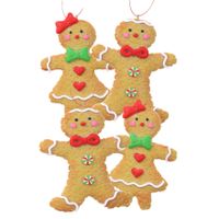 Kersthangers/ornamenten - 4x st-gingerbread peperkoeken - kunststof - 11 cm