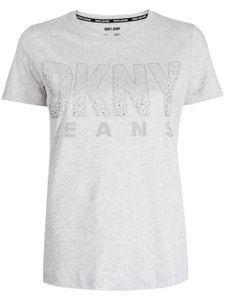 DKNY stud-embellished logo T-shirt - Gris