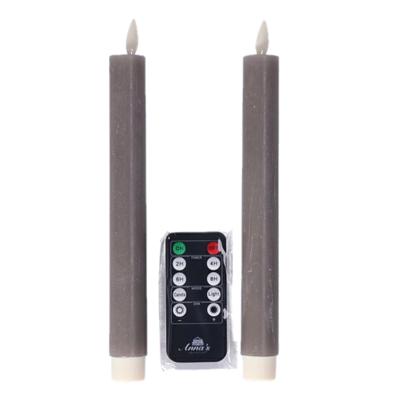 Anna Collection LED dinerkaarsen - 2x - taupe kleur - 23 cm